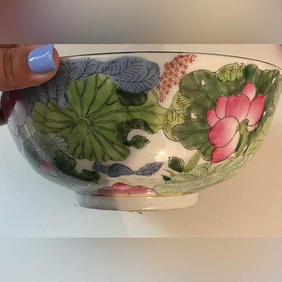 Floral Hand Painted Gold Trim Decorative Bowl Made in China Vintage - Picture 5 of 7